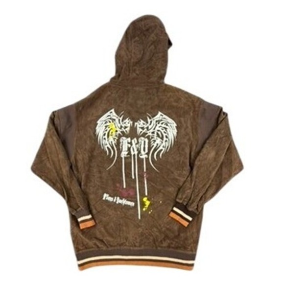 Vintage Fliers Yachtsmen's Brown Velour Zip Up Hoodie Jacket  2XL - Picture 6 of 11